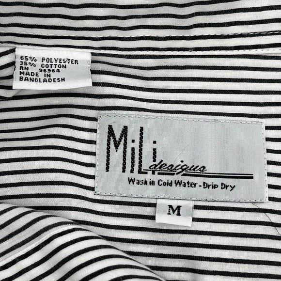 MiLi Designs Zebra Embroidered Striped Button Down Shirt Size M Relaxed Fit - Picture 4 of 7